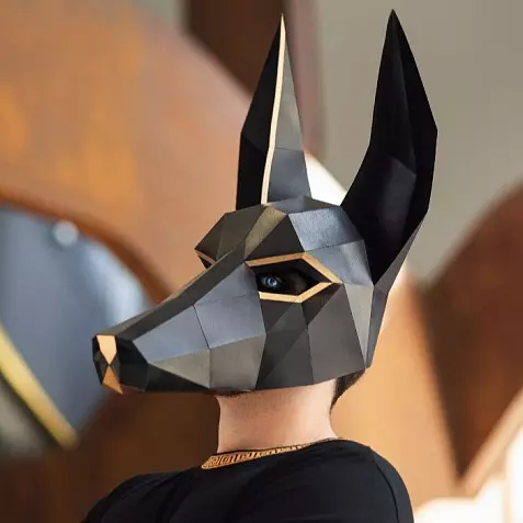 Бумажная маска Анубиса. Шаблоны для изготовления 3D-маски из бумаги. Костюм своими руками