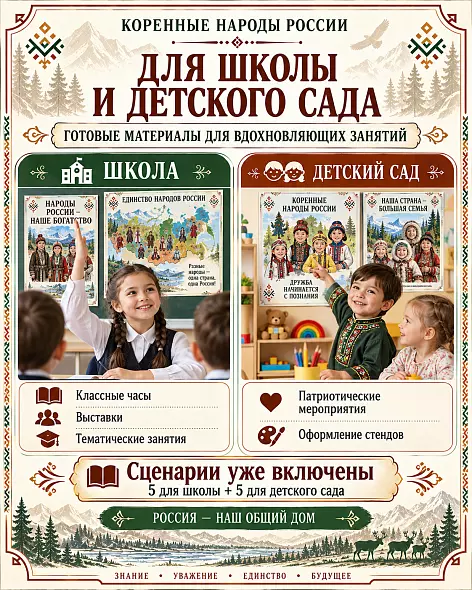 Народы России — большой готовый комплект из 47 плакатов + постер «Единство народов России»