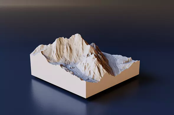 3D STL-модель горы Дыхтау для 3д печати