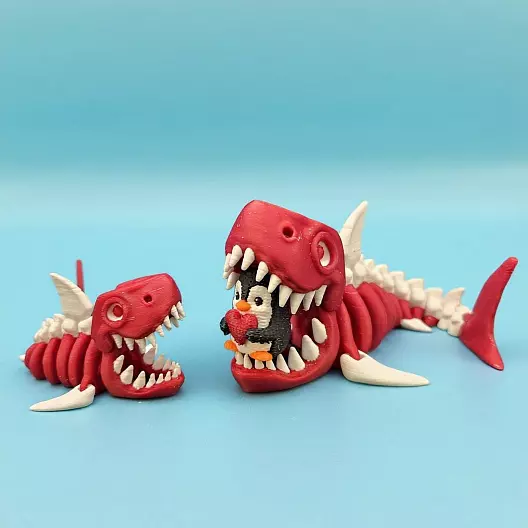 Файл для 3D-печати скелета акулы, двигающаяся фигурка