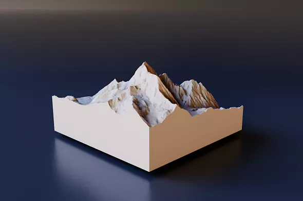 3D STL-модель горы Дыхтау для 3д печати