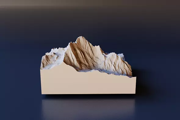 3D STL-модель горы Дыхтау для 3д печати