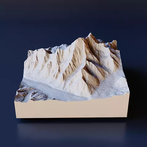 3D STL-модель горы Дыхтау для 3д печати