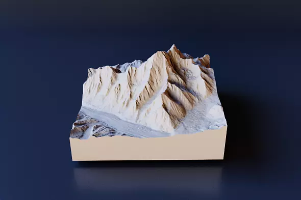 3D STL-модель горы Дыхтау для 3д печати