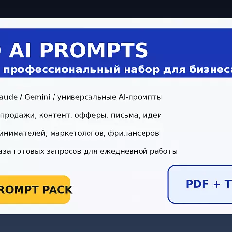 Промты для бизнеса, маркетинга, продаж и контента (1200)